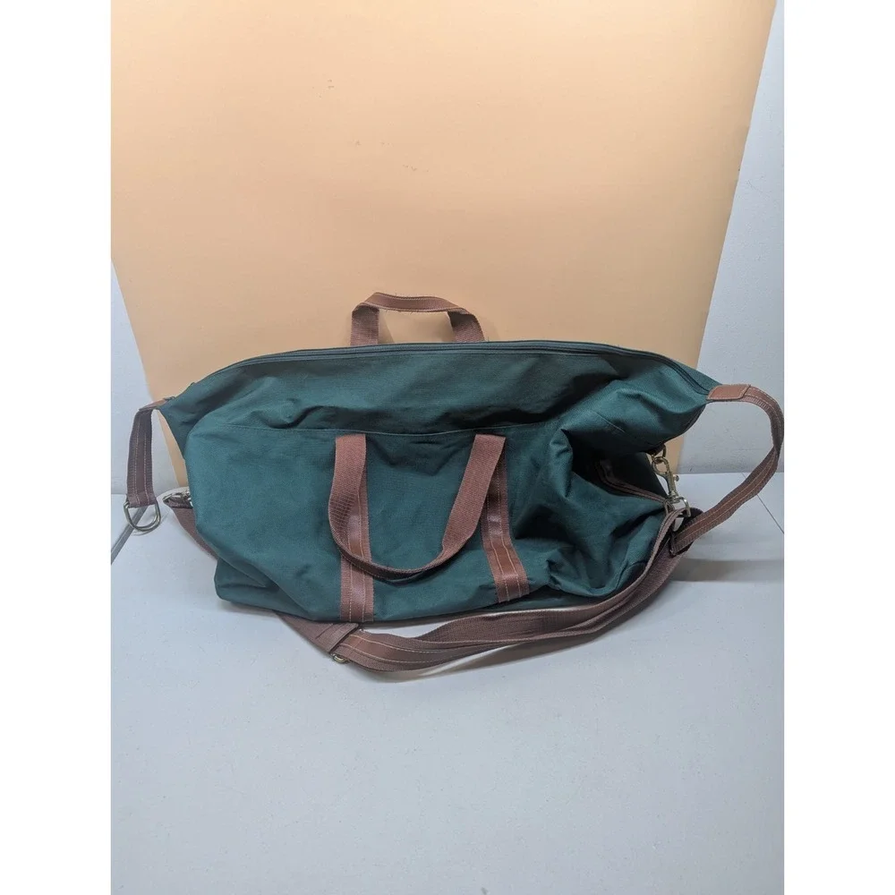 Vintage Polo Ralph Lauren Green Canvas Large Weekender Designer Duffle Bag